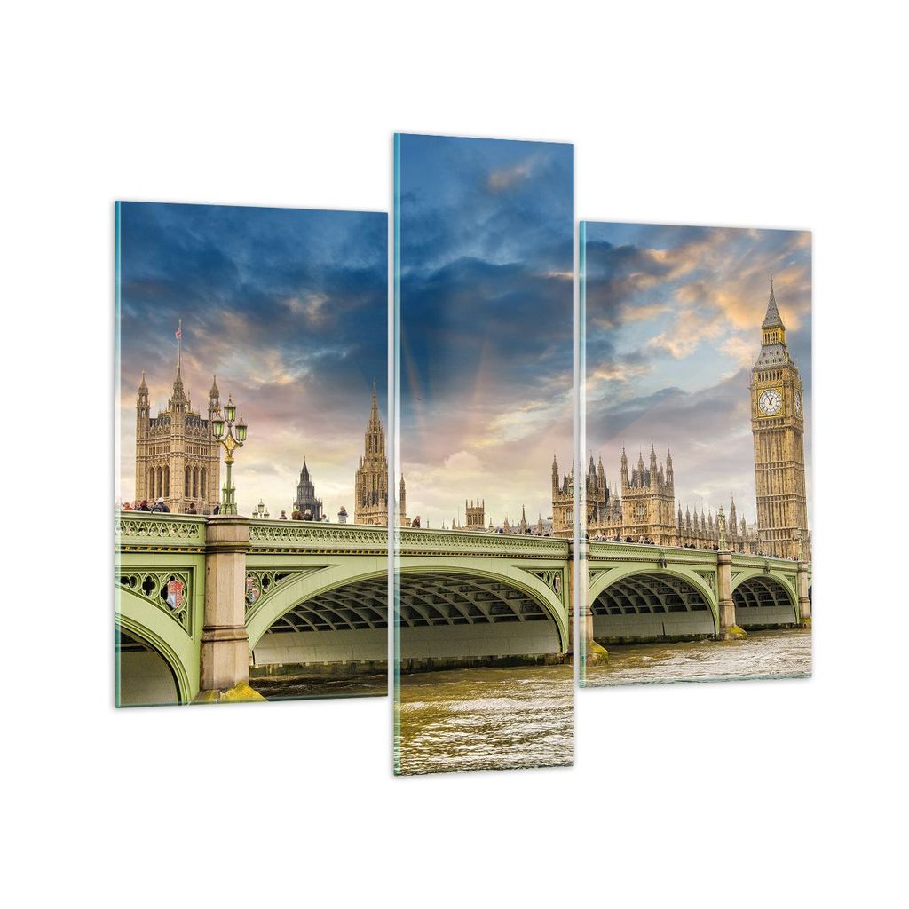 Bilder auf glas - London büro parlament gebäude - 95x80cm - Glasbilder - Wandbilder - Kunstdruck - zum Aufhängen bereit - Wanddekoration aus Gla...