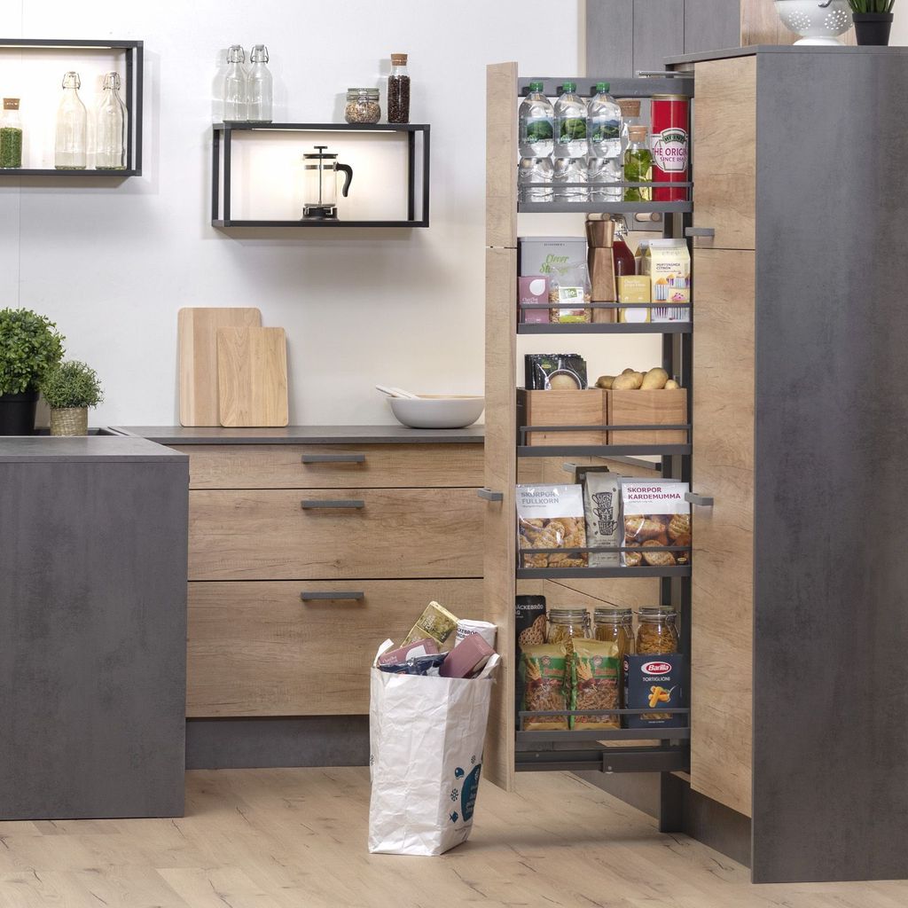 Kesseböhmer Apothekerauszug Dispensa-X Set anthrazit Höhe 1200-1600 mm / Breite 300 mm / 4 Tablare