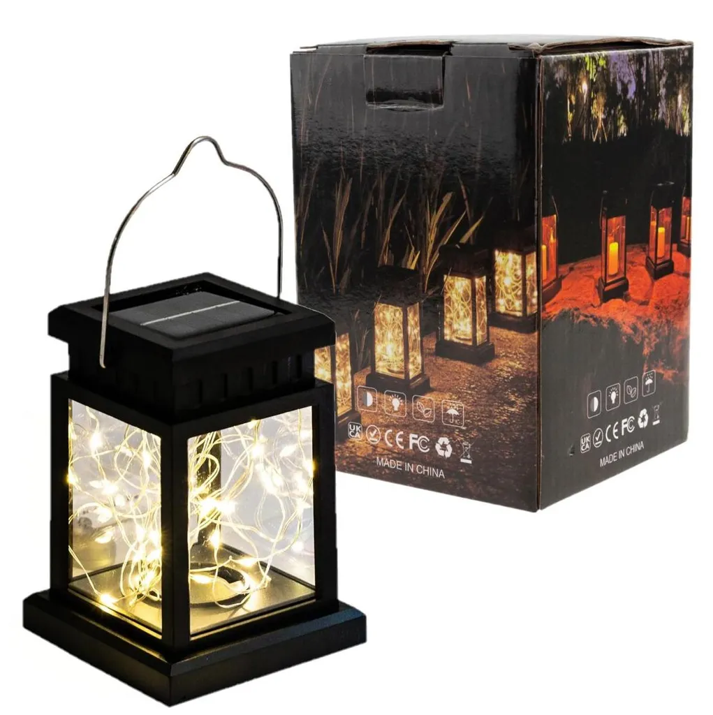 Lampion Solaire Extérieur avec Effet Flamme LED pour Balcon et Terrasse