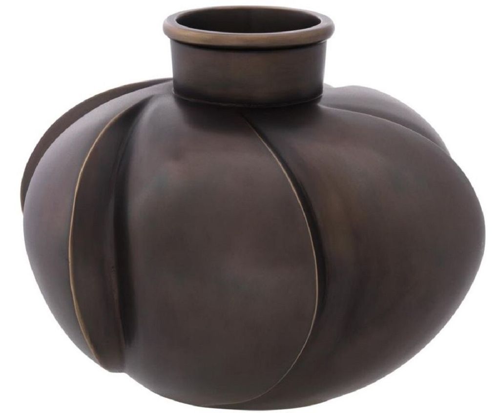 Casa Padrino Luxus Deko Messing Vase Bronze Ø 19 x H. 15 cm - Luxus Qualität