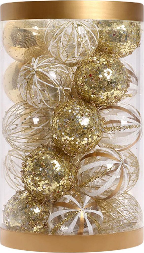 25 pcs Weihnachtsbällchen aufgehängt bruchfeste runde Weihnachtsbaumdekoration Hanging Ball Anhänger für Party-Platin