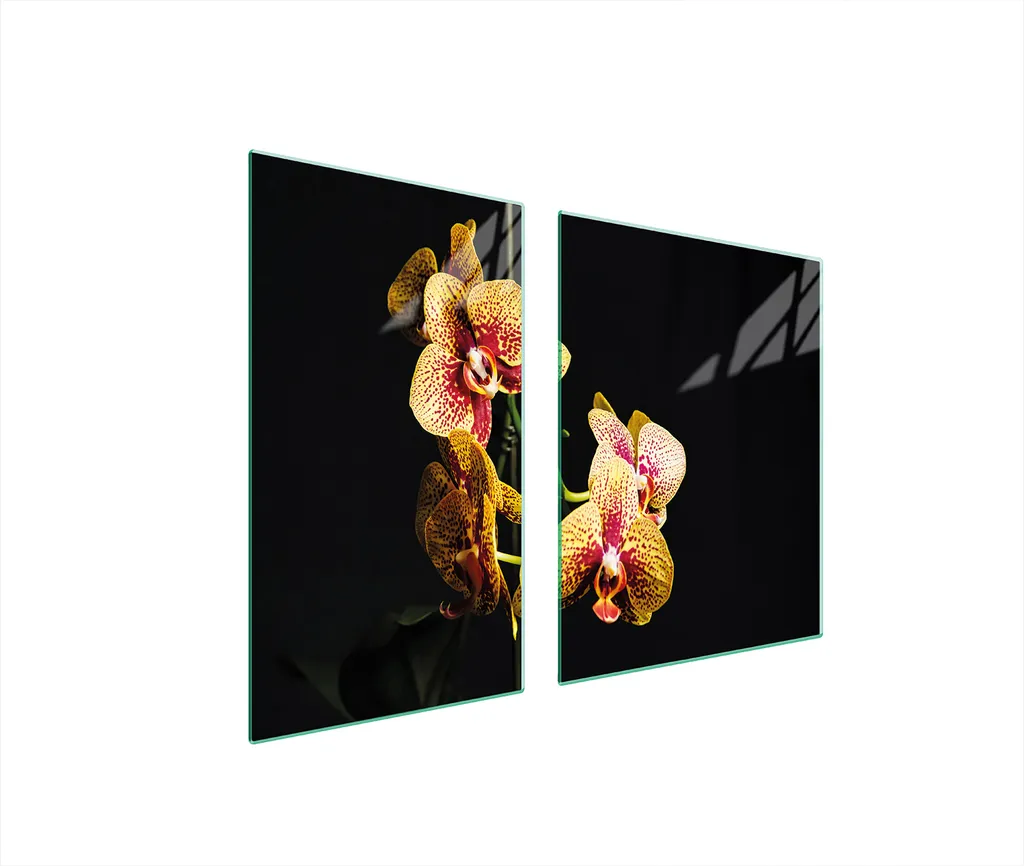 Copri Fornelli Orchidea Nera in Vetro 100x52 | Piastre Protezione