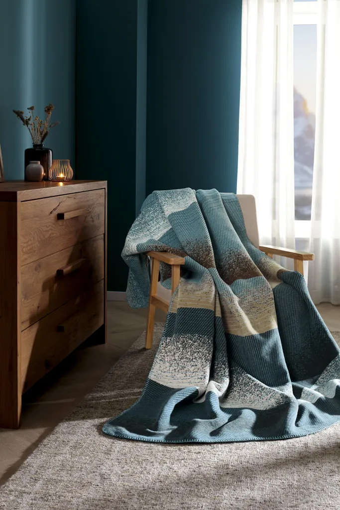 Biederlack Couverture Ocean Wave 220x240 cm avec Finition Point Décoratif