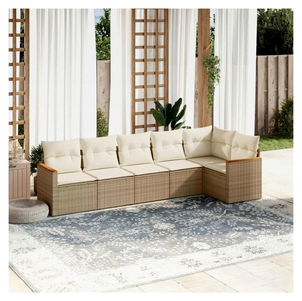 Gartenlounge für Balkon mit Stauraum, Rattan Sofa, Ecklounge, klein, Outdoor Sitzecke, Loungemöbel, Gartensofa, Ecksofa, Balkonmöbel