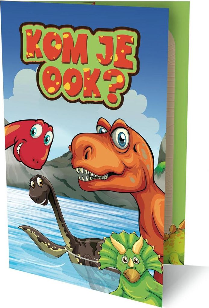 Dinosaurier-Einladungen, 6 Stück.