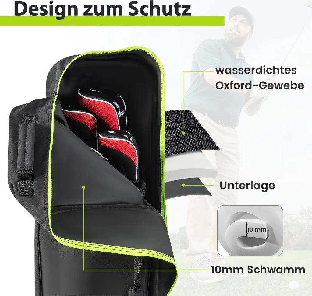 Sac de Golf pour Avion Pliable avec Roulettes et Fermeture à Clé - 5