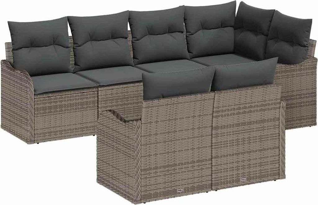 vidaXL Gartensofa-set Grau Poly-Rattan