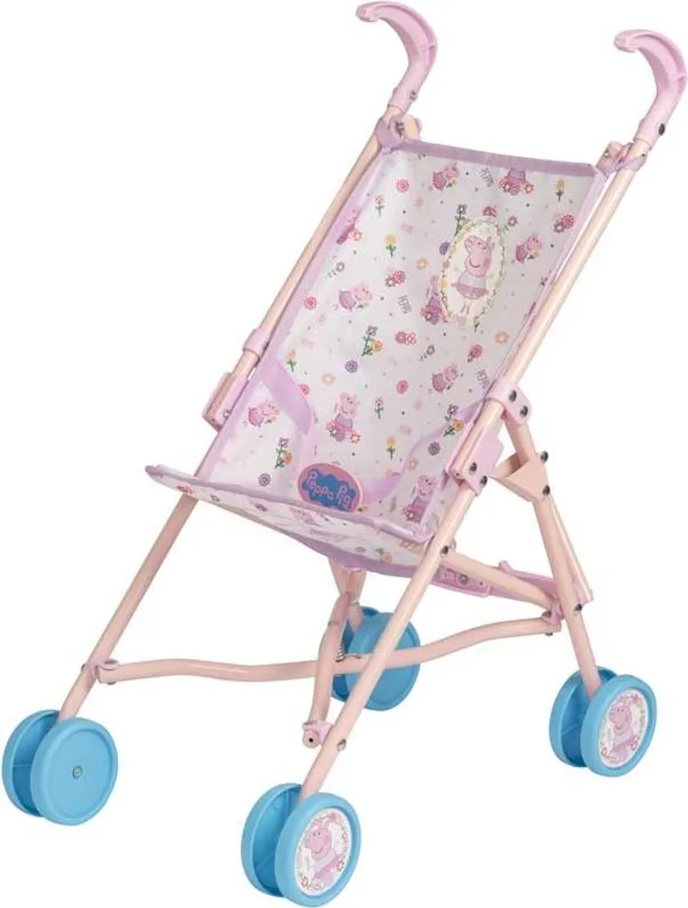 Poussette pliable Peppa Pig rose : accessoire de promenade pour poupon
