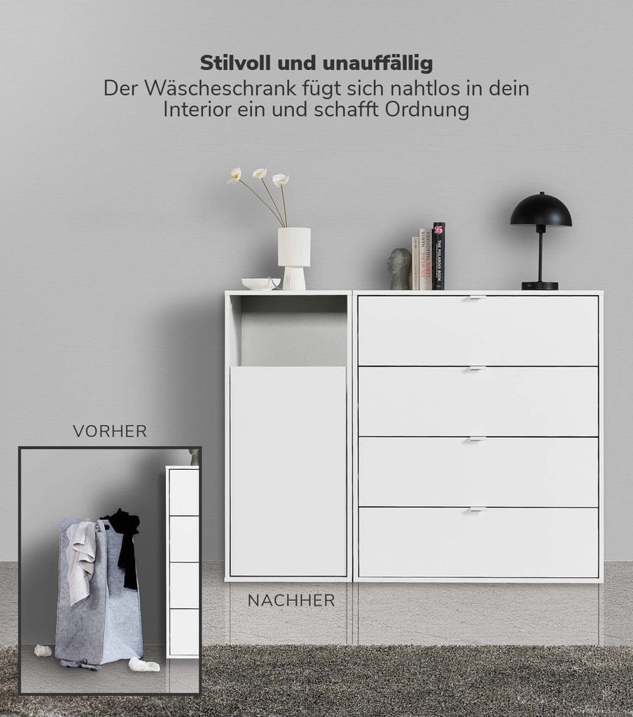 mokebo® Wäscheschrank in Weiß 'Der Wäschehüter', Produktbild 2