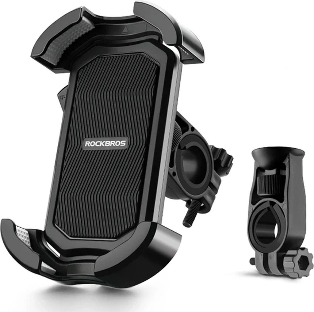 Rockbros Handyhalterung Lenker | Universal Smartphone Halterung für Fahrrad, Motorrad, Roller & E-Scooter | stabile 2-Ecken Klemme stoßfest & ver...