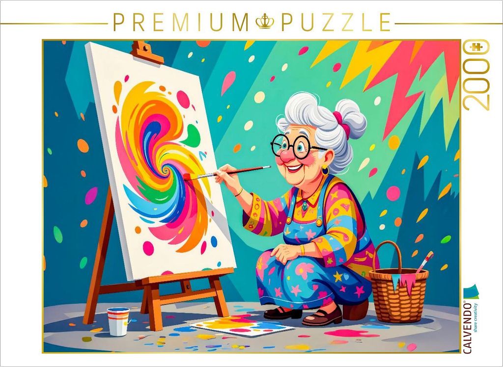 CALVENDO Puzzle Oma malt impressionistische Meisterwerke | 2000 Teile Lege-Größe 90x67cm Foto-Puzzle für glückliche Stunden