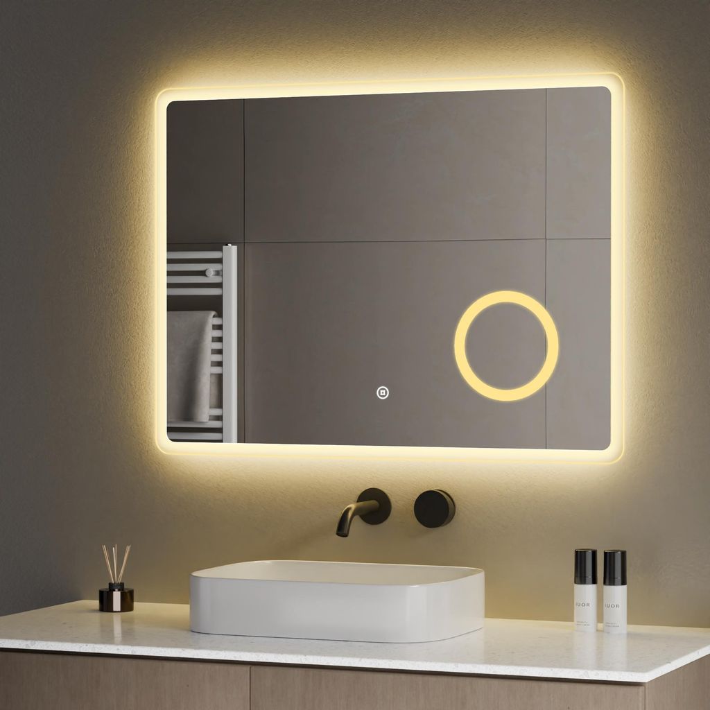 S'AFIELINA Miroir de salle de bain LED 80 x 60 cm Miroir Image du produit 