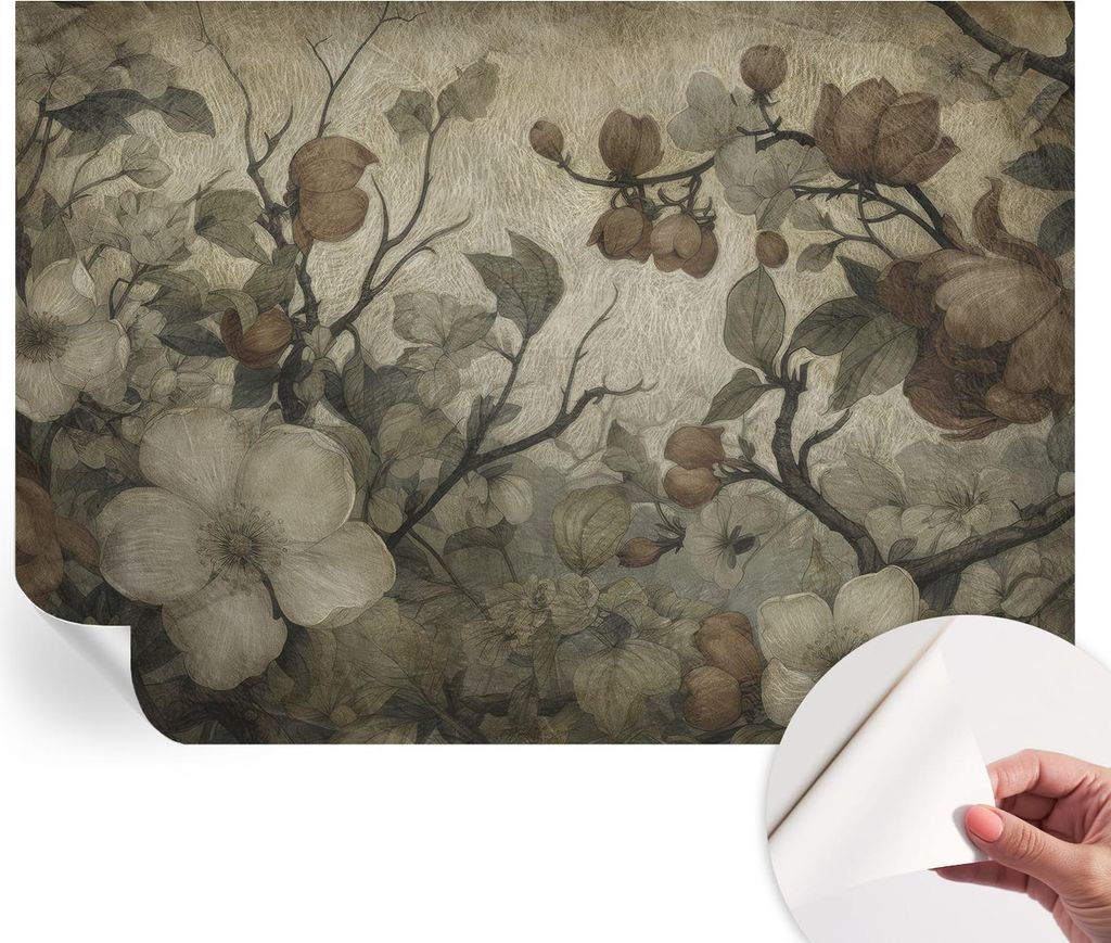 Selbstklebende Wandtapete - Dekorative Tapete für Wohnzimmer - Klebefolie für Wandbilder - Tapetenfolie für Wanddekoration - 208x146 cm - Blumen...