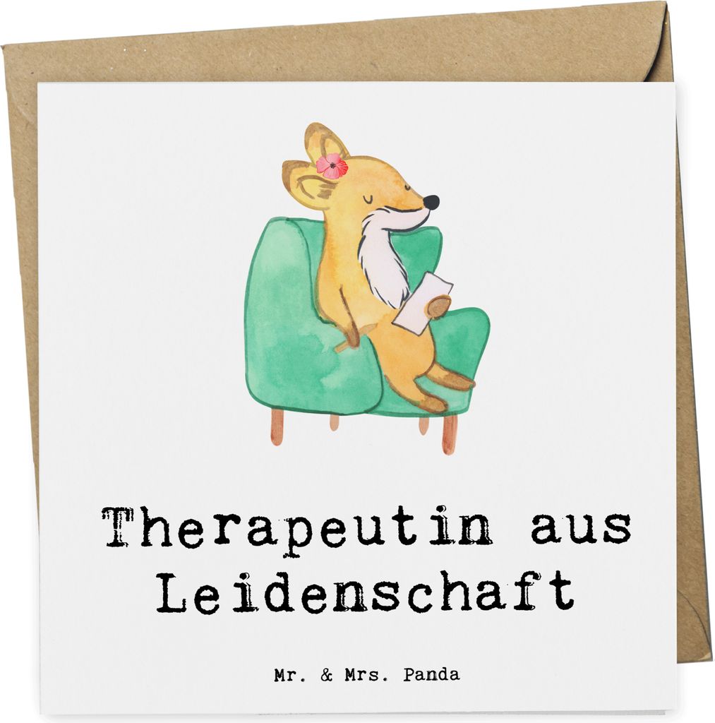 Mr. & Mrs. Panda Grußkarte Therapeutin Leidenschaft - Weiß - Geschenk, doppelkarte, Klappkarte, Glückwunschkarte, anlasskarte, faltkarte