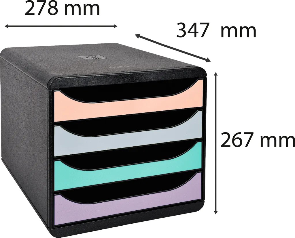 Module de rangement empilable Exacompta Big Box avec 4 tiroirs ouverts