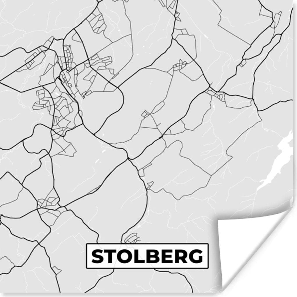 MuchoWow Poster Stadtplan - Stolberg - Karte - Deutschland - Karte 50x50 cm - Wohnzimmerdekoration