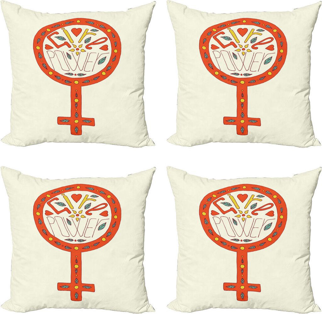 ABAKUHAUS Feminist Kissenbezug Set (4 Stück), Doodle Venus, Moderner Doppelseitiger Digitaldruck, 50 cm x 50 cm, Mehrfarbig