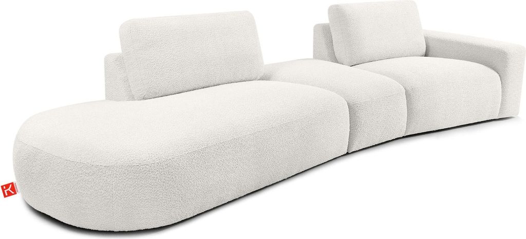 KONSIMO ZUCCO 4-Sitzer, Big-Sofa 3 Teile, hergestellt in der EU, organische Form, modern, modulares Sofa, Bouclé-Stoff