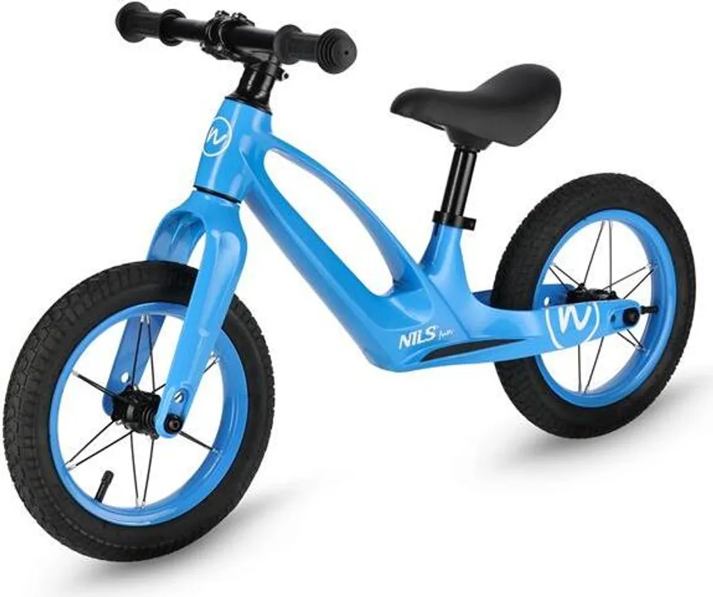 Vélo d'apprentissage NILS Fun RB901 pour enfant, roues 12" et LED bleues