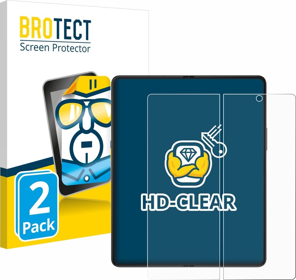 2x Für Samsung Galaxy Z Fold 3 5G (Inneres Display) Schutzfolie BROTECT Displayschutz Display Schutz Folie Klar Transparent