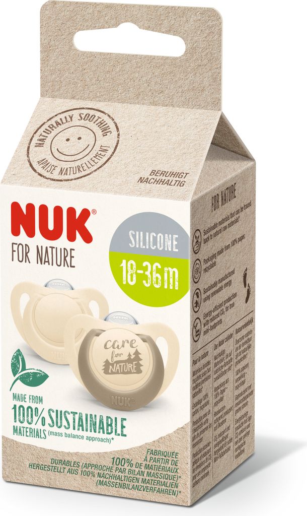 NUK for Nature Schnuller 10177186 | nachhaltiges Silikon| 18-36 Monate | 2 Stck