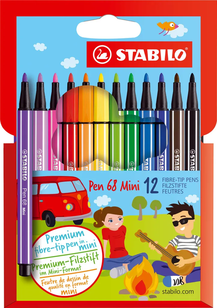 Set 12 Pennarelli STABILO Pen 68 Mini - Colori Brillanti per Lettering
