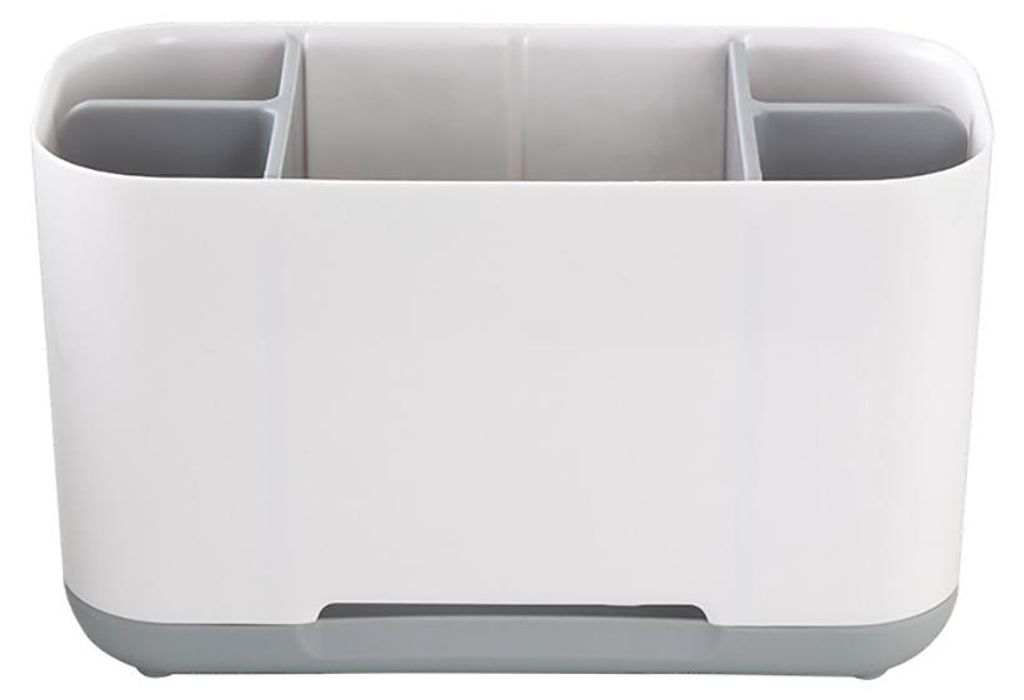 Zahnbürstenhalter, abnehmbarer Zahnbürstenhalter aus Kunststoff fürs Badezimmer mit Abflussloch, 2 Zahnbürstenfächer + 1 Ablage, rutschfester ...