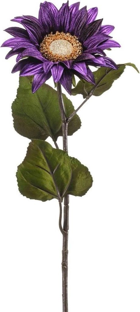 artplants.de Künstliche Sonnenblume MAHEALANI, dunkellila-Gold, 75cm - Samt Sonnenblume