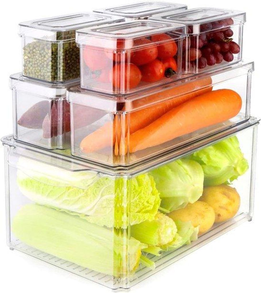 Kühlschrank-Organizer-Set, 7 stapelbare Behälter, BPA-frei, für Küche