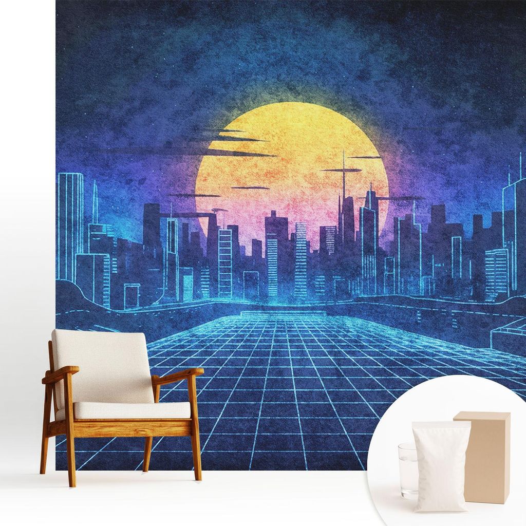 Fototapete - 250x250 cm - Tapete - Wandtapete - Wandbilder - Dekofolie - Tapete Folie - Wand - Dekoration - Wohnzimmer - Futuristische Landschaft