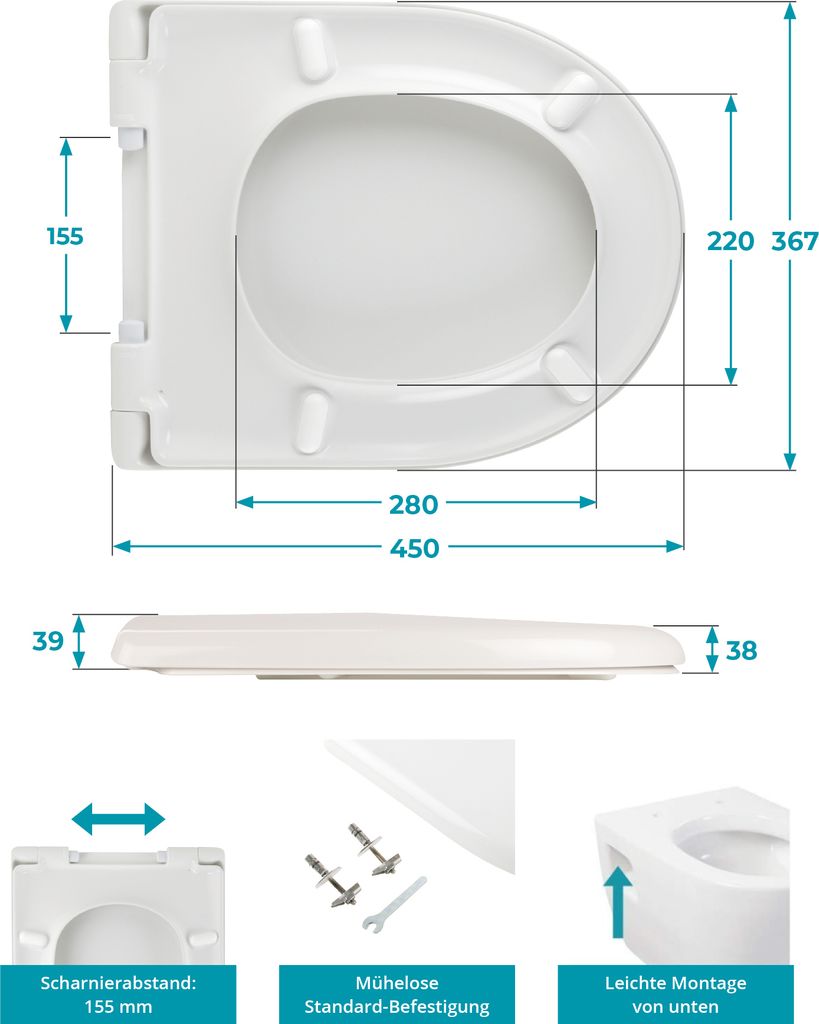 Calmwaters® Antibakterieller WC Sitz für Keramag Renova Nr. Produktbild 5