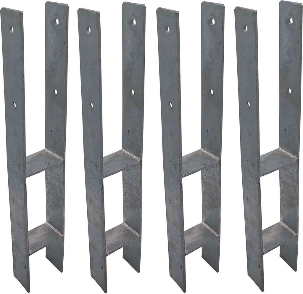 4er Set H-Anker Pfostenträger feuerverzinkt 101 / 600 mm H-Träger Pfostenanker