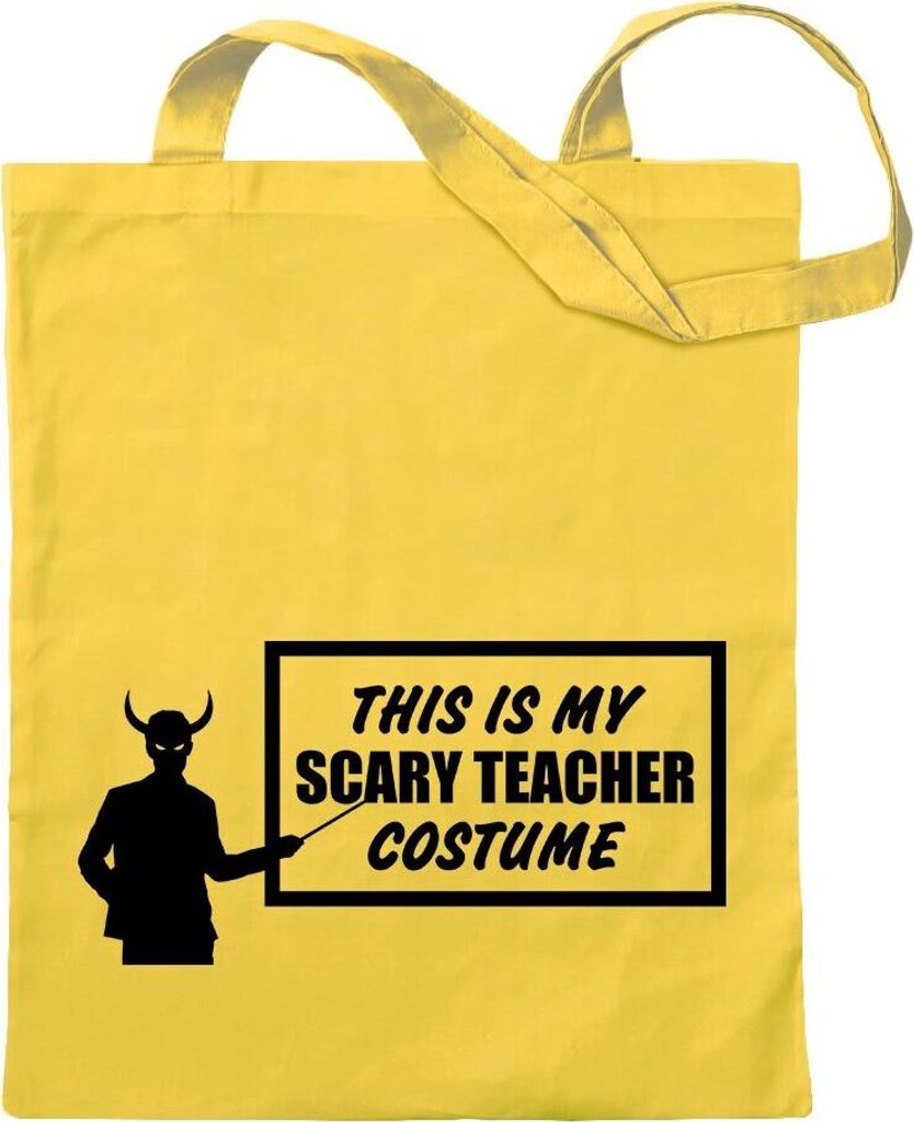 Kiwistar - Baumwolltasche - gelb - my scary teacher costume 2 - Tragetasche Stoffbeutel Umhängetasche langer Henkel