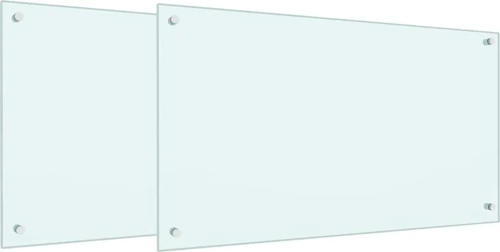 2 Alzatine Cucina Bianco Vetro Temperato 90x50 - Protezione Muro