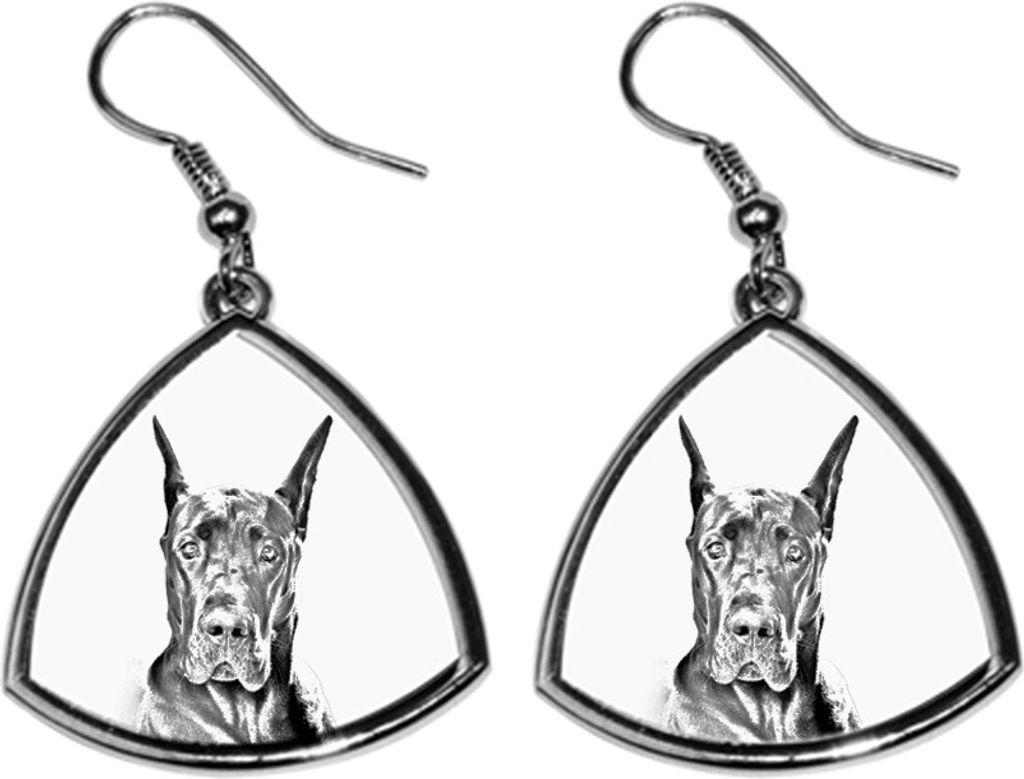 Deutsche Dogge, Ulmer Dogge, Große Dogge - Hund Ohrringe, hängende Ohrringe mit Bild, personalisierter Schmuck mit dem Aufdruck der Marke Art-Dog