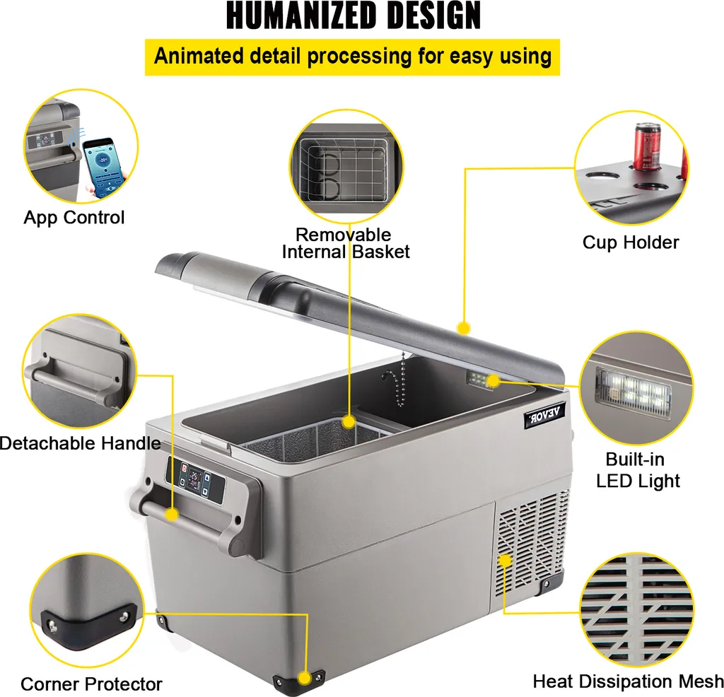 Frigo de Voiture Portable 35L Glacière Électrique 12V VEVOR pour Auto