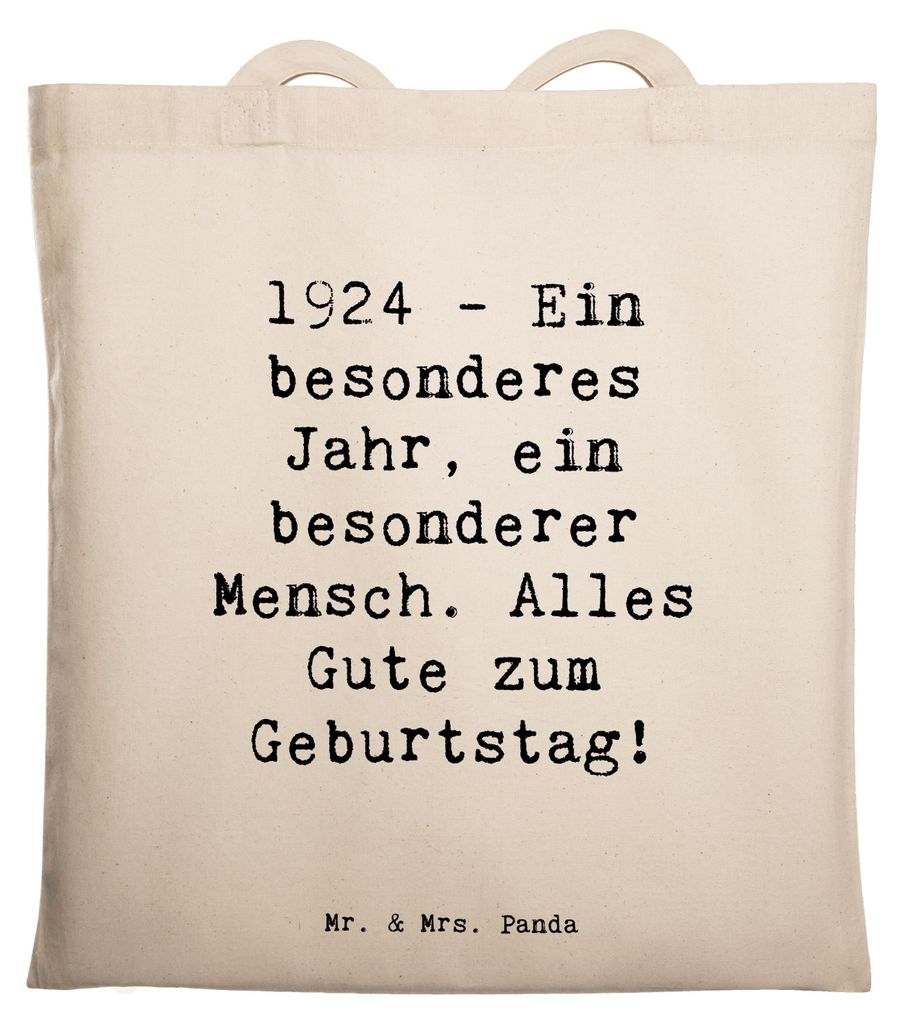 Mr. & Mrs. Panda Einkaufstüte Spruch 1924 Geburtstag - Transparent - Geschenk, Alter, Geburtstagsfreude, Jahrgang, Tote Bag, Happy Birthday, Glüc...