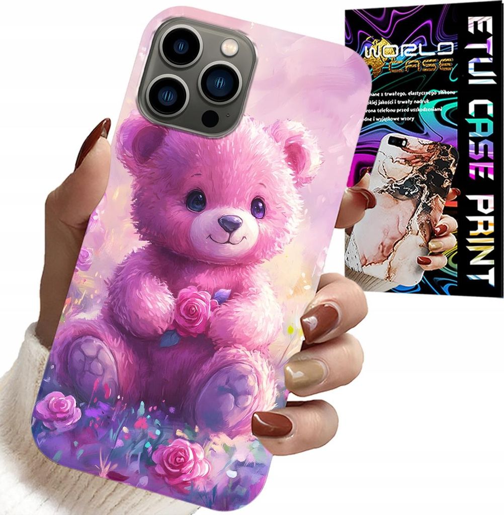 Hülle Für Iphone 11 Pro Max - Süsser Teddybär Auf Rosa Hintergrund, Hülle + Glas