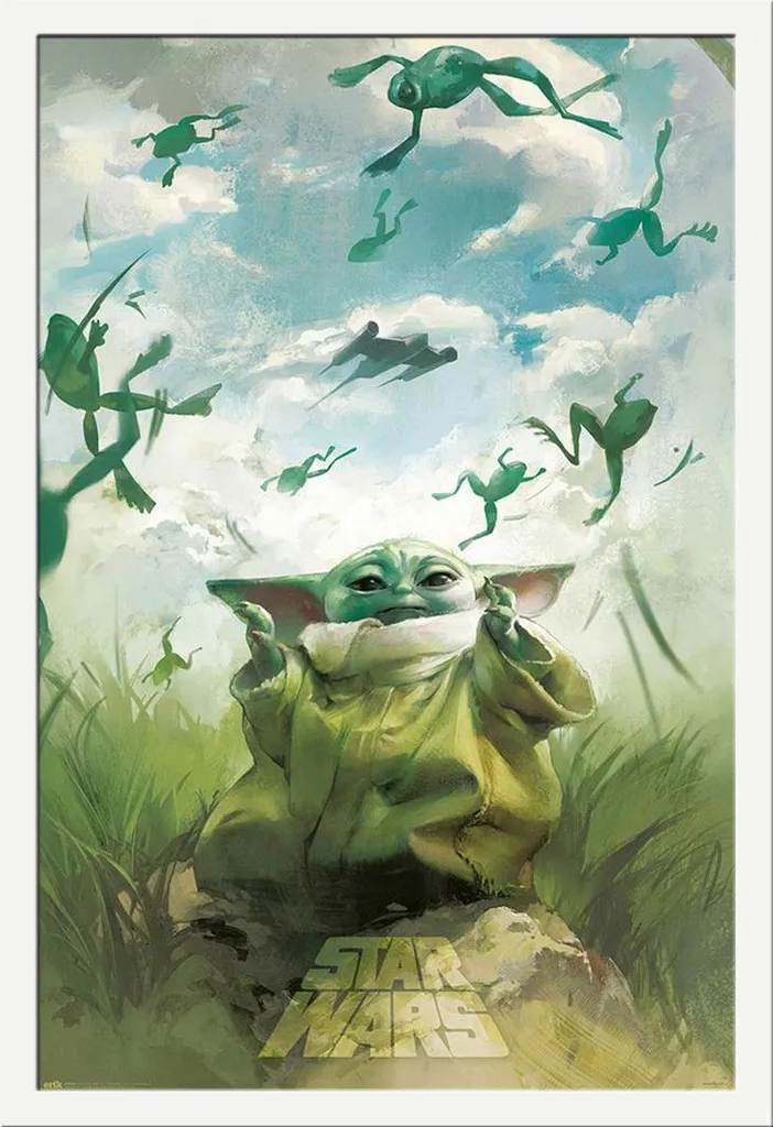 Arredo Star Wars: Poster Grogu + Cornice Design Shinsuke Bianca MDF