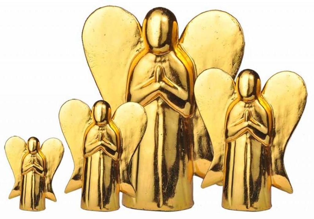 Engel GOLD, handgeschnitzt und bemalt, Grösse:ca. 15 cm Produktbild 