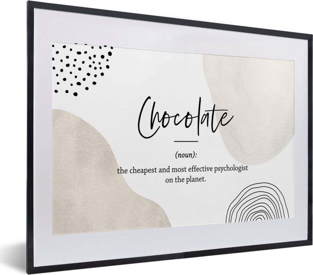 MuchoWow Gerahmtes Poster Sprichwörter - Schokolade - Zitate - Wörterbuch - Definition Schokolade 40x30 cm - Poster mit Schwarzem Bilderrahmen ...