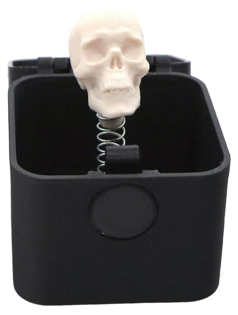 Halloween-Totenkopf-Dekobox mit 3D-Druck: Knallender Totenkopf im Etui, Schreibtischdekoration, Scherzartikel für Freunde, Geschenkidee