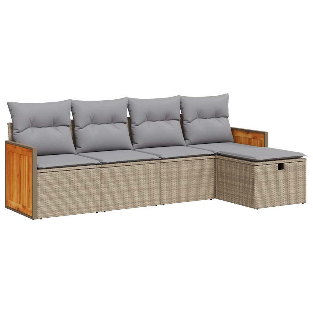 "WINTER SALE" 5-tlg. Garten-Lounge-Set - elegantes Design - Sitzgruppe/Gartengarnitur - mit Kissen Beige Poly Rattan - Terassenmöbel NeuMöbel117808