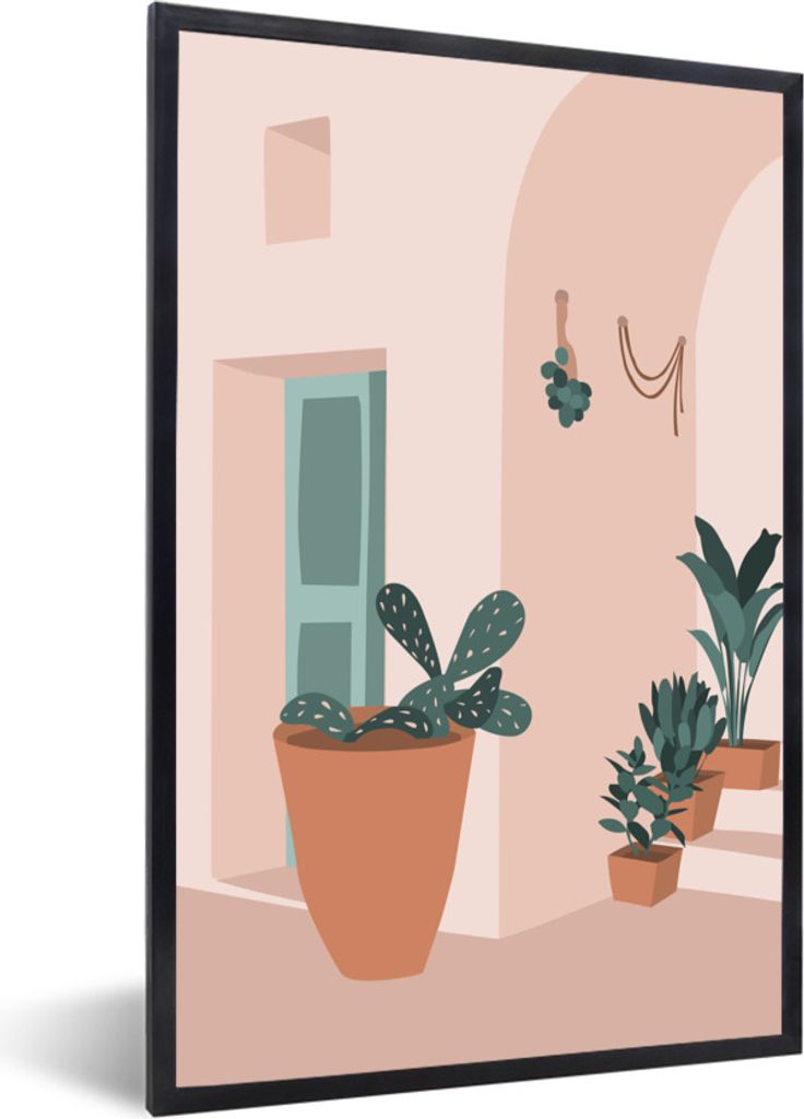 MuchoWow Gerahmtes Poster Sommer - Pflanzen - Startseite 60x90 cm - Poster mit Schwarzem Bilderrahmen Wandposter Rahmen Foto Bilder - Kunst