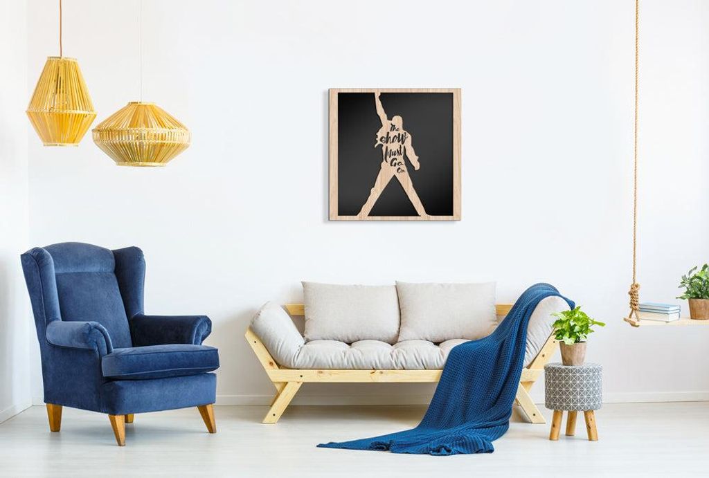 THE SHOW MUST GO ON – LASERCUT Wandbild aus Verbundmaterial Holz und PVC 40x40 cm