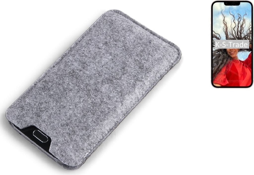 K-S-Trade Filz Handyhülle kompatibel mit Apple iPhone 13 Schutzhülle Filztasche Filz Tasche Case Sleeve Handy Hülle Filzhülle grau
