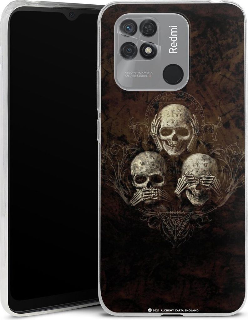 DeinDesign Slim Hülle für Xiaomi Redmi 10C Silikon Case Ultra Dünn Handyhülle Art Gothic Totenköpfe