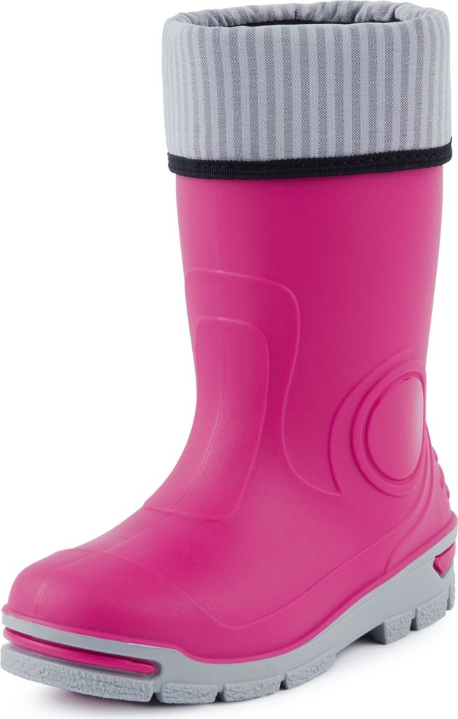 Ladeheid Kinder Mädchen Jungen Gummistiefel Regenschuhe mit Warme Socke LARB013 (Rosa, 25 26 EU)