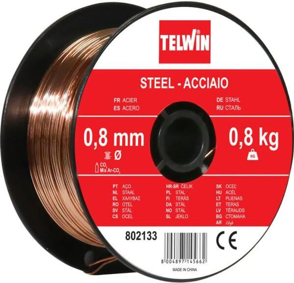 Fil Acier 0.8 mm Anti-Blocage Telwin 802133 Bobine 800g Soudure Fluide