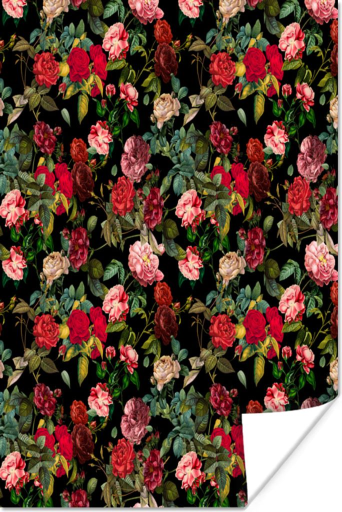 MuchoWow Poster Blumen - Vintage - Rosen 120x180 cm - Kunstposter